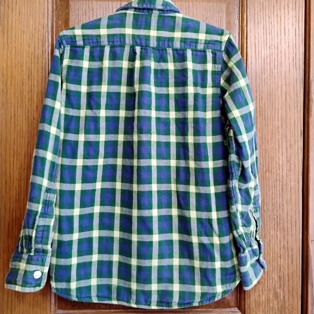 Gap Kids Blue Plaid Roll Sleeve Button Down Shirt Size S